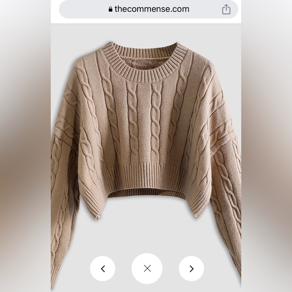 Creamy Latte Crop Pullover Sweater